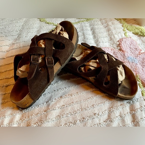 Birkenstock | Shoes | Birkenstock Birki Crossover Weave Suede Sandals |  Poshmark